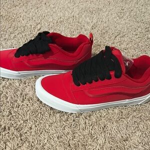 New vans knu skool red suede low skate shoes men’s 9.5